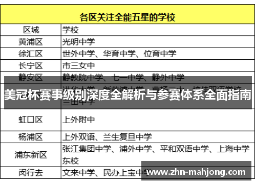 美冠杯赛事级别深度全解析与参赛体系全面指南