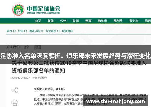 足协准入名单深度解析：俱乐部未来发展趋势与潜在变化